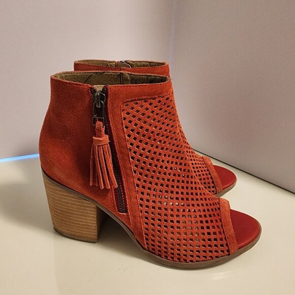 Sole Society Orange Open Toe Suede Booties - Picture 7 of 10